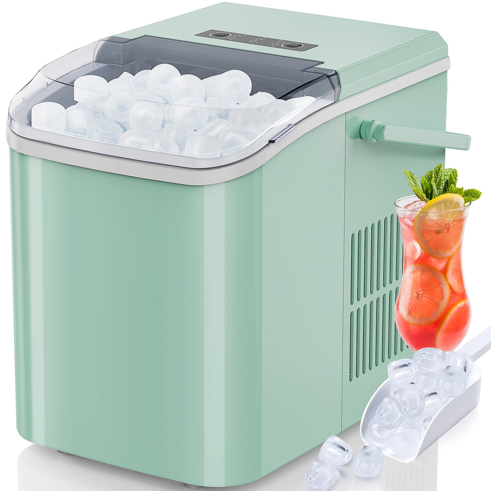 Portable Countertop Ice Maker - Makes Bullet Shaped Ice Cubes, Self - Cleaning, Quiet (Below 40dB)