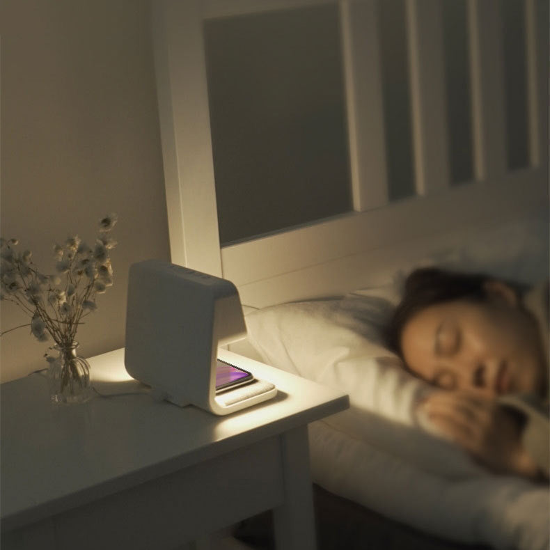 Creative 3 In 1 Bedside Lamp Wireless Charging LCD Screen Alarm Clock & Wireless Phone Charger