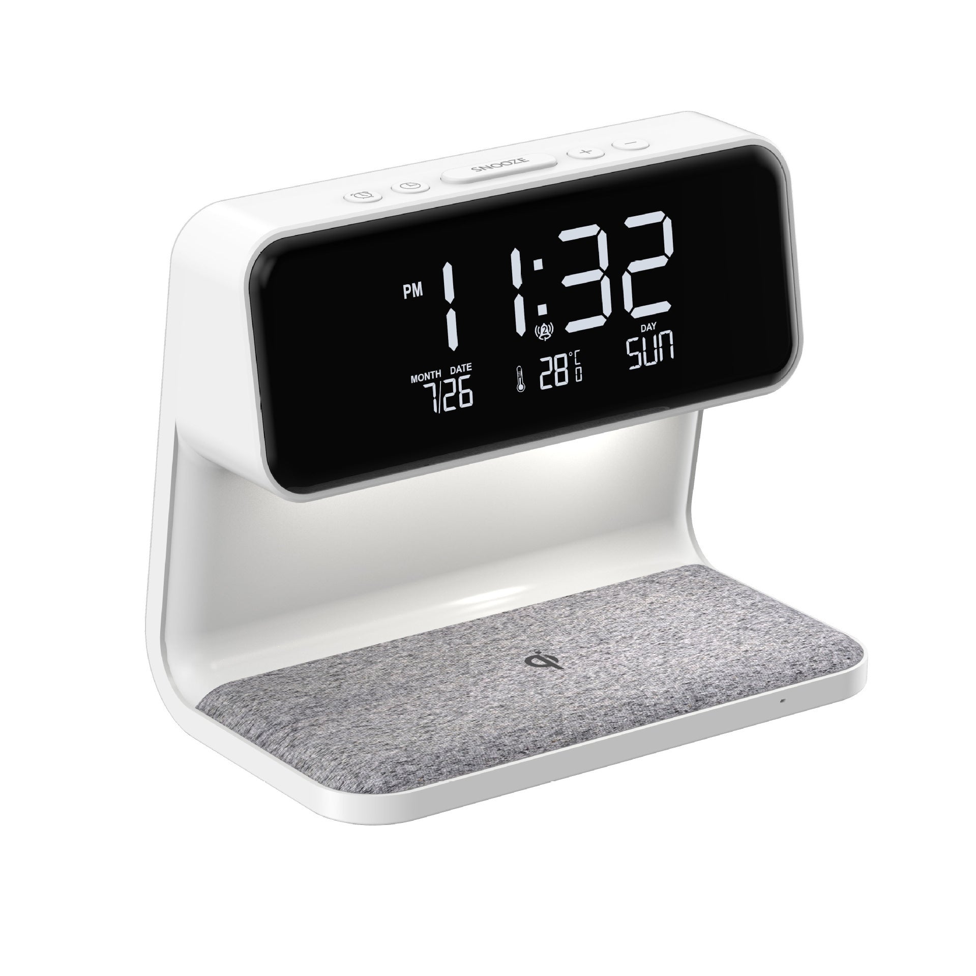 Creative 3 In 1 Bedside Lamp Wireless Charging LCD Screen Alarm Clock & Wireless Phone Charger