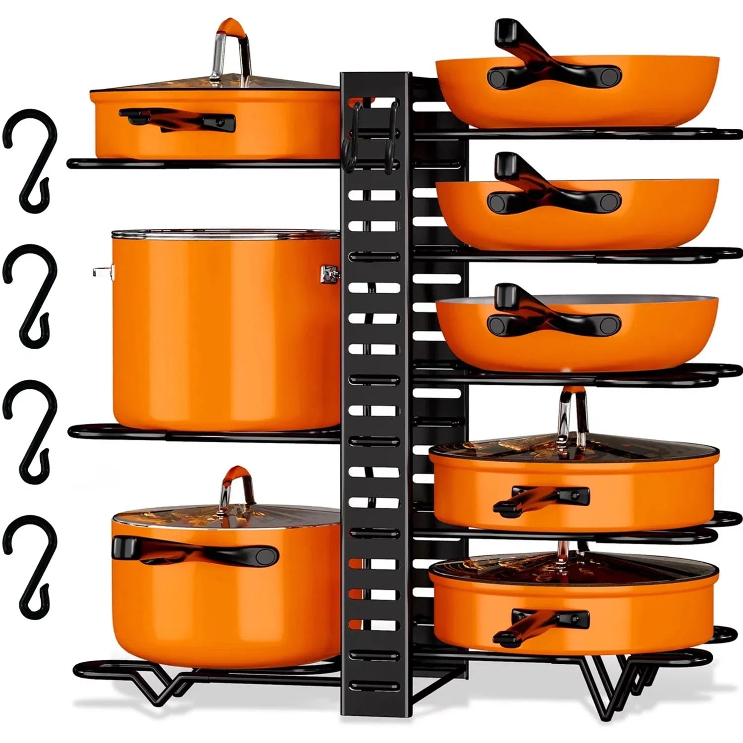 8 Tiers Pot Organizer Rack - Kitchen Cookware and Pot Lid Organizer